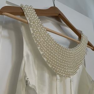 White pearl beaded cocktail dress